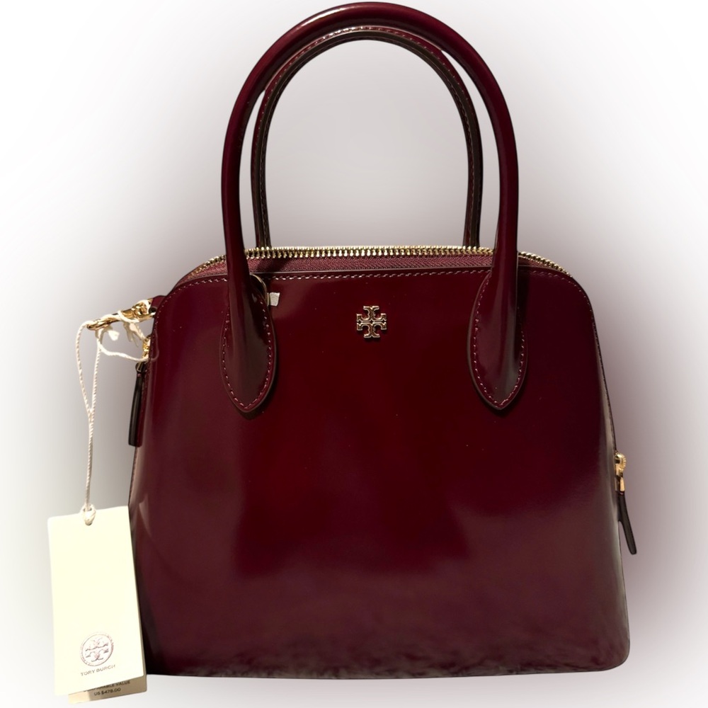 Tory Burch Emerson Patente Large Dome Satchel
Color Royal Burgandy